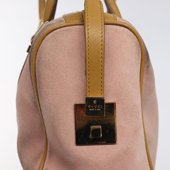 GUCCI Hand Bag Suede Pink Gold 000 0851 Auth ep8548