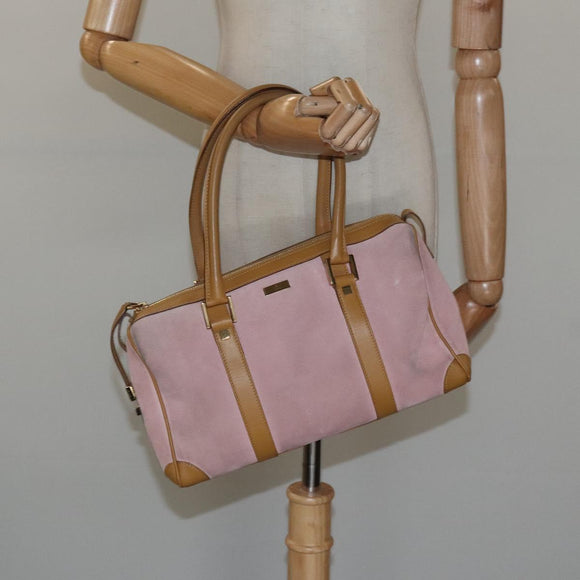 GUCCI Hand Bag Suede Pink Gold 000 0851 Auth ep8548