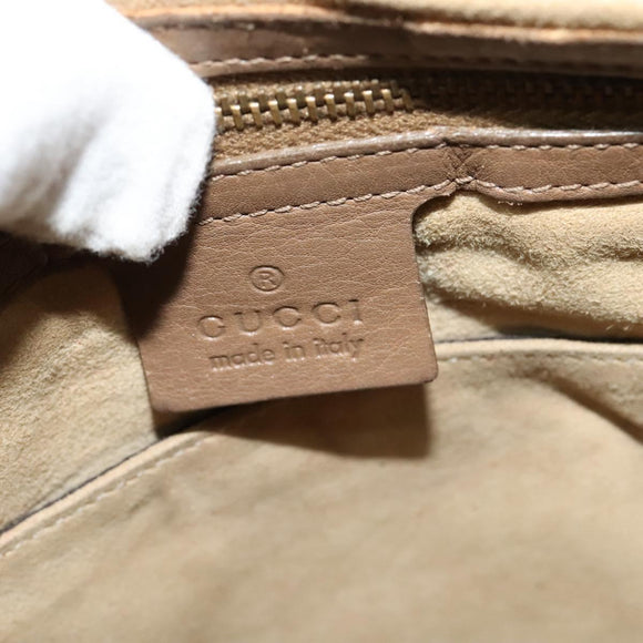 GUCCI Shoulder Bag Leather Brown Gold Auth ep8554