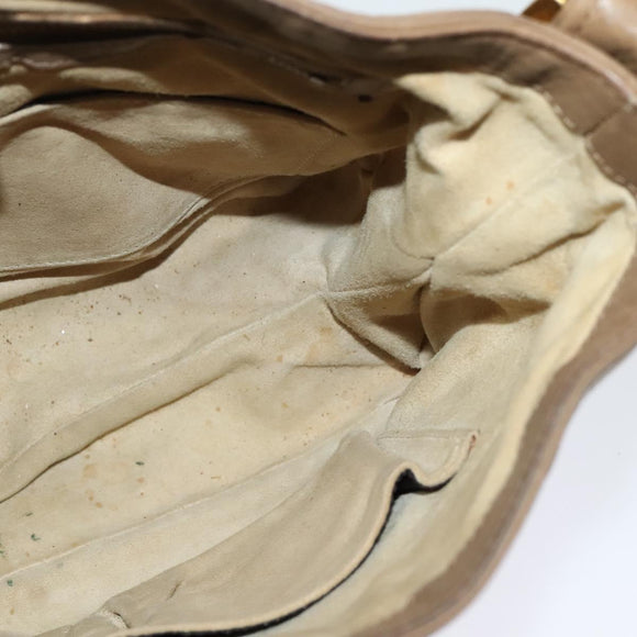 GUCCI Shoulder Bag Leather Brown Gold Auth ep8554