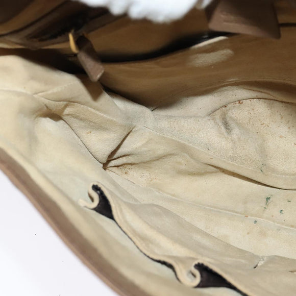 GUCCI Shoulder Bag Leather Brown Gold Auth ep8554