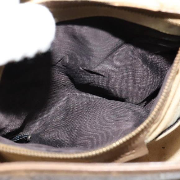 GUCCI Shoulder Bag Leather Brown Gold Auth ep8554