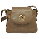GUCCI Shoulder Bag Leather Brown Gold Auth ep8554-13