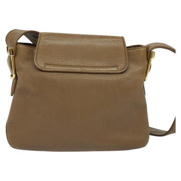 GUCCI Shoulder Bag Leather Brown Gold Auth ep8554 - 0