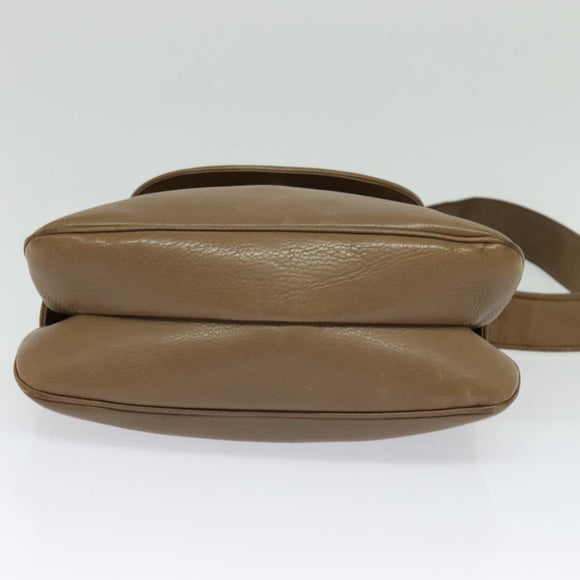 GUCCI Shoulder Bag Leather Brown Gold Auth ep8554