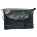 GUCCI Shoulder Bag Leather Navy Gold Auth ep8557-1