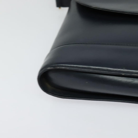 GUCCI Shoulder Bag Leather Navy Gold Auth ep8557