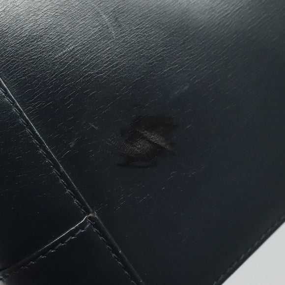 GUCCI Shoulder Bag Leather Navy Gold Auth ep8557