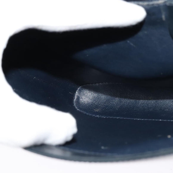 GUCCI Shoulder Bag Leather Navy Gold Auth ep8557