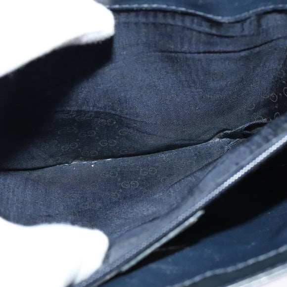 GUCCI Shoulder Bag Leather Navy Gold Auth ep8557