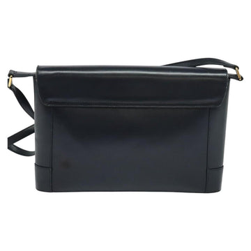 GUCCI Shoulder Bag Leather Navy Gold Auth ep8557 - 0