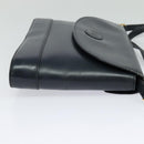 GUCCI Shoulder Bag Leather Navy Gold Auth ep8557-4