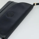 GUCCI Shoulder Bag Leather Navy Gold Auth ep8557-6