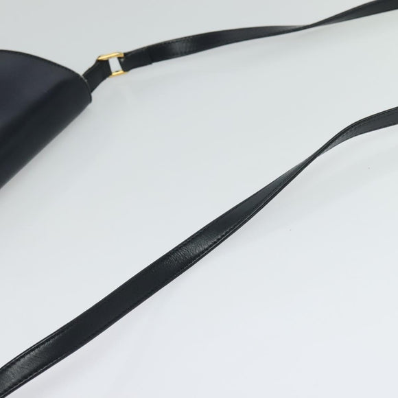 GUCCI Shoulder Bag Leather Navy Gold Auth ep8557