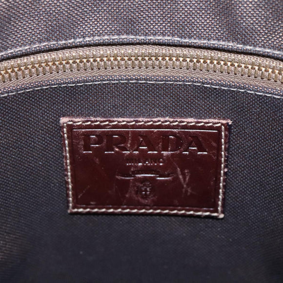 PRADA Tote Bag Canvas Brown Gold Auth ep8562