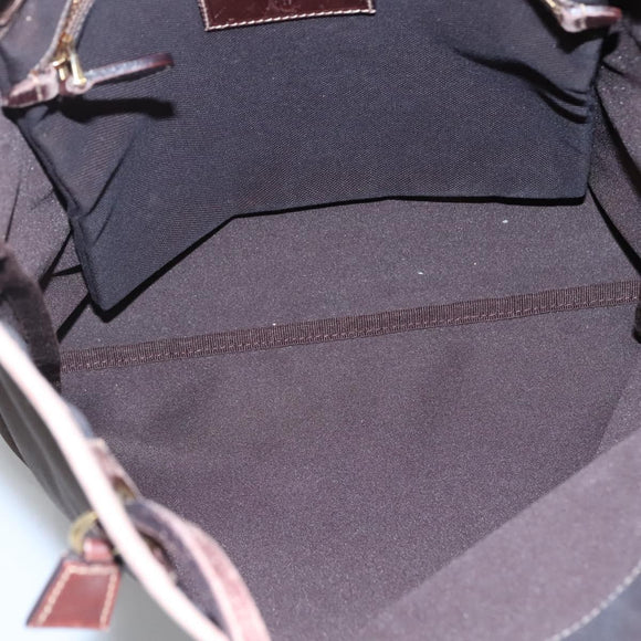 PRADA Tote Bag Canvas Brown Gold Auth ep8562