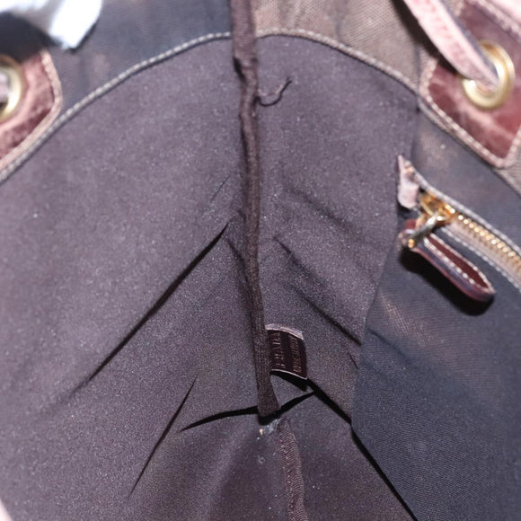 PRADA Tote Bag Canvas Brown Gold Auth ep8562