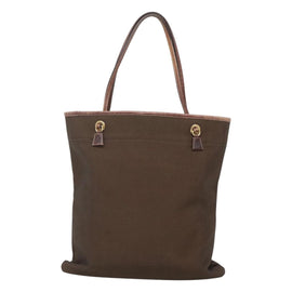 PRADA Tote Bag Canvas Brown Gold Auth ep8562 - 0