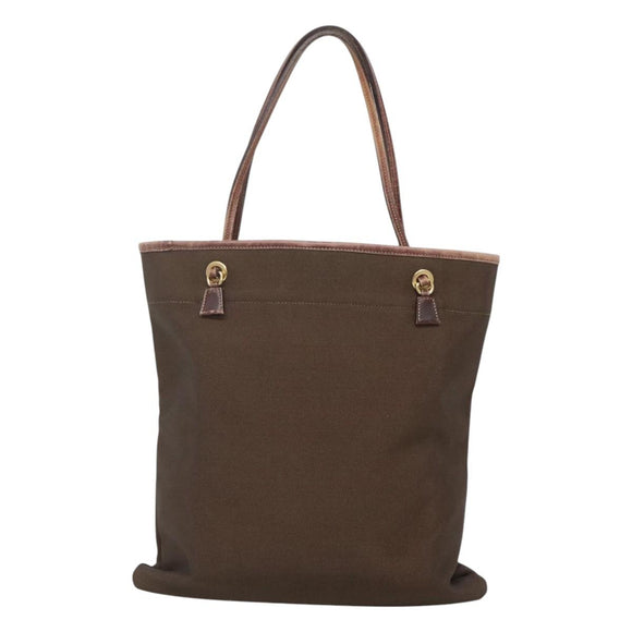 PRADA Tote Bag Canvas Brown Gold Auth ep8562
