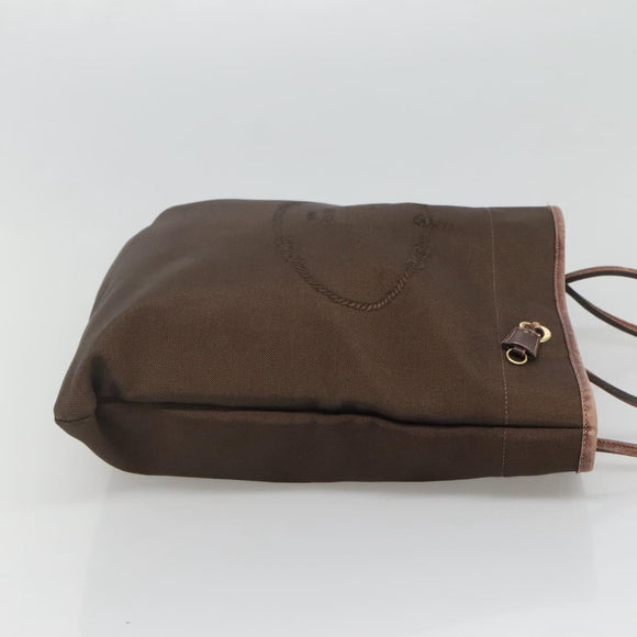 PRADA Tote Bag Canvas Brown Gold Auth ep8562