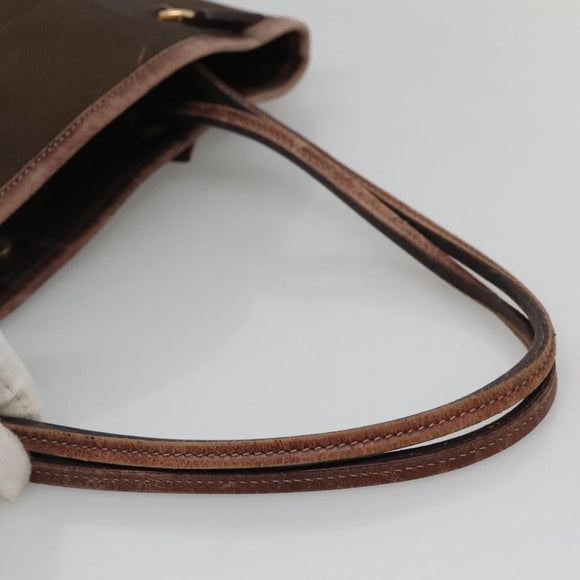 PRADA Tote Bag Canvas Brown Gold Auth ep8562