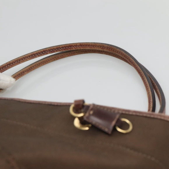 PRADA Tote Bag Canvas Brown Gold Auth ep8562