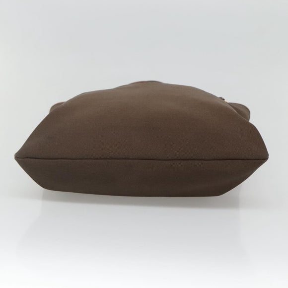 PRADA Tote Bag Canvas Brown Gold Auth ep8562