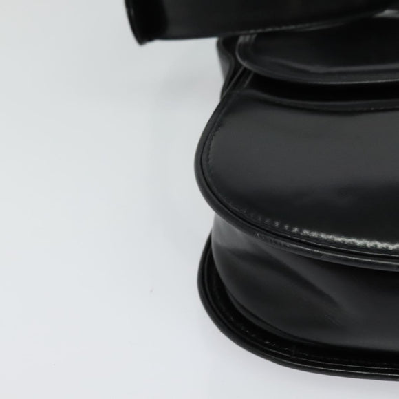 GUCCI Shoulder Bag Leather Black Gold Auth ep8582