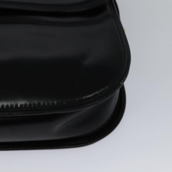 GUCCI Shoulder Bag Leather Black Gold Auth ep8582