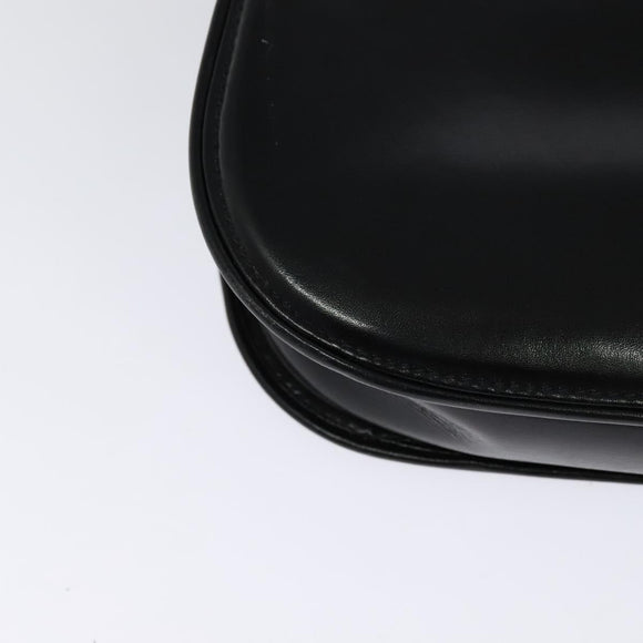 GUCCI Shoulder Bag Leather Black Gold Auth ep8582