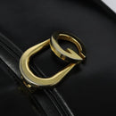 GUCCI Shoulder Bag Leather Black Gold Auth ep8582-9