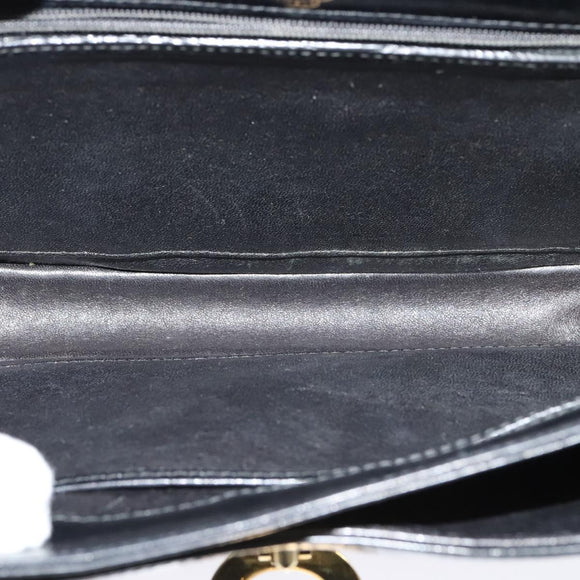 GUCCI Shoulder Bag Leather Black Gold Auth ep8582