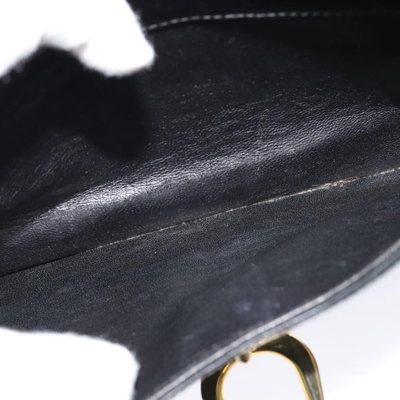 GUCCI Shoulder Bag Leather Black Gold Auth ep8582