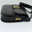 GUCCI Shoulder Bag Leather Black Gold Auth ep8582-4