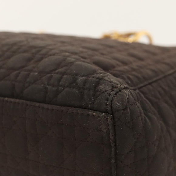 Christian Dior Canage Hand Bag Nylon Brown Gold Auth ep8590