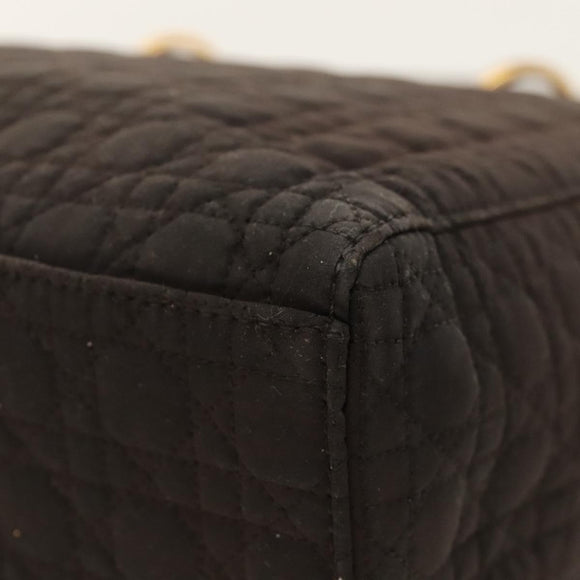 Christian Dior Canage Hand Bag Nylon Brown Gold Auth ep8590