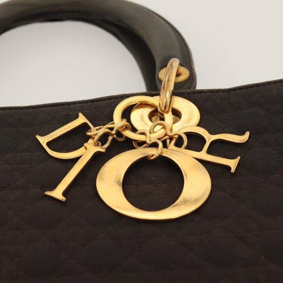 Christian Dior Canage Hand Bag Nylon Brown Gold Auth ep8590