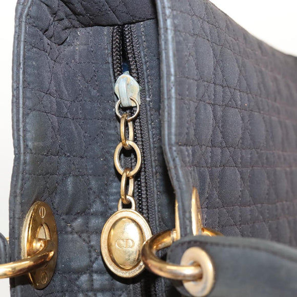 Christian Dior Canage Hand Bag Nylon Brown Gold Auth ep8590