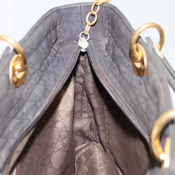 Christian Dior Canage Hand Bag Nylon Brown Gold Auth ep8590