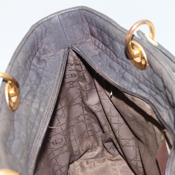 Christian Dior Canage Hand Bag Nylon Brown Gold Auth ep8590