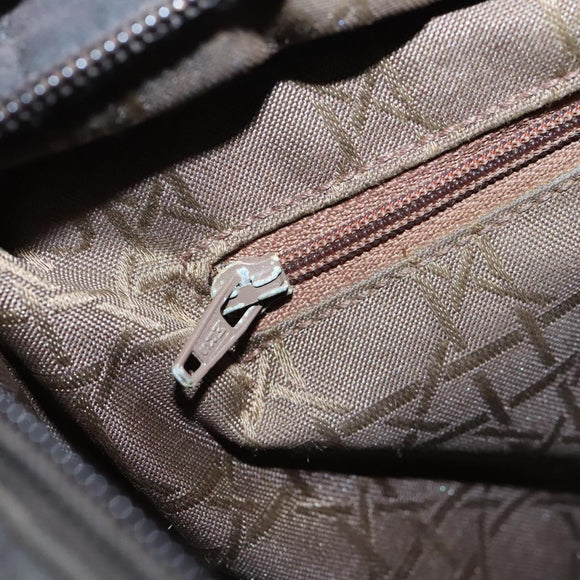 Christian Dior Canage Hand Bag Nylon Brown Gold Auth ep8590