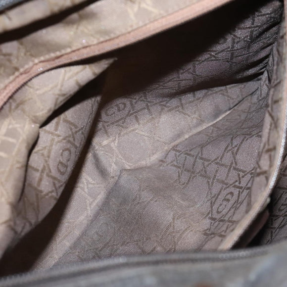 Christian Dior Canage Hand Bag Nylon Brown Gold Auth ep8590