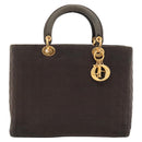 Christian Dior Canage Hand Bag Nylon Brown Gold Auth ep8590-13
