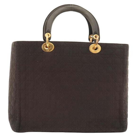Christian Dior Canage Hand Bag Nylon Brown Gold Auth ep8590
