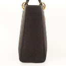 Christian Dior Canage Hand Bag Nylon Brown Gold Auth ep8590-4