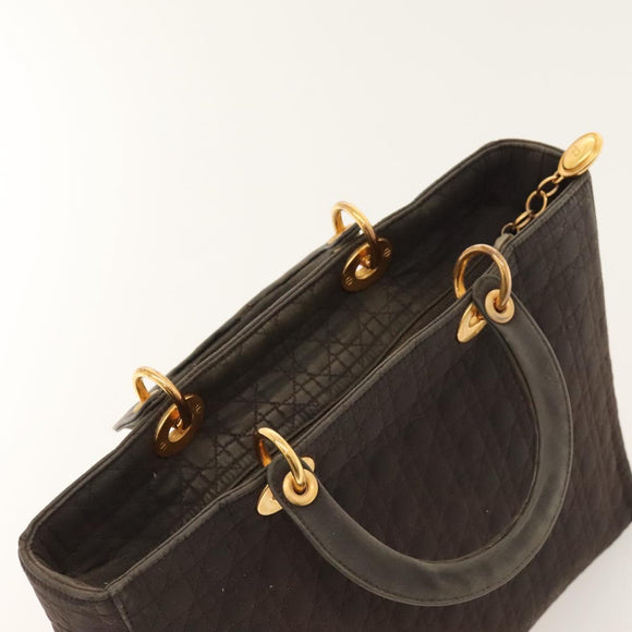 Christian Dior Canage Hand Bag Nylon Brown Gold Auth ep8590