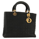 Christian Dior Canage Hand Bag Nylon Black Gold Auth ep8591-1
