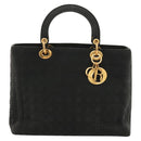 Christian Dior Canage Hand Bag Nylon Black Gold Auth ep8591-13