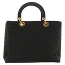 Christian Dior Canage Hand Bag Nylon Black Gold Auth ep8591-2