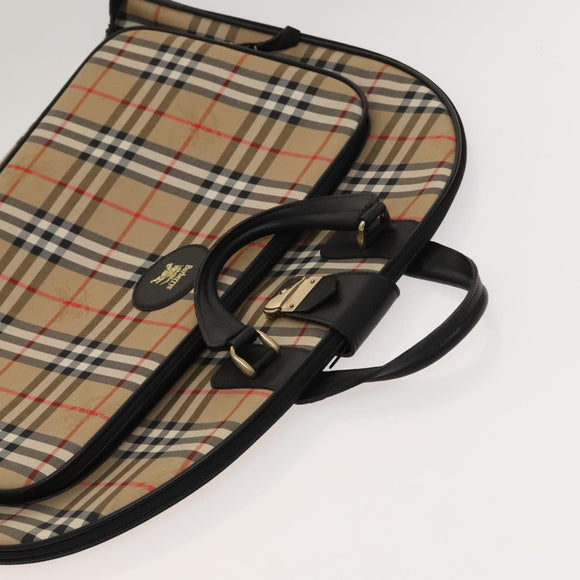 Burberrys Nova Check Garment Cover Canvas Beige Gold Auth ep8592